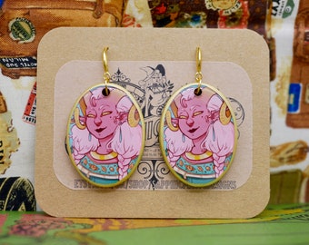 Pink Tiefling - Original D&D Art Earrings