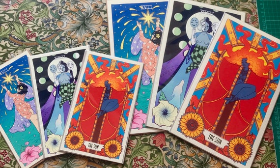 Download Celestial Tarot Art Prints Star Moon And Sun Etsy