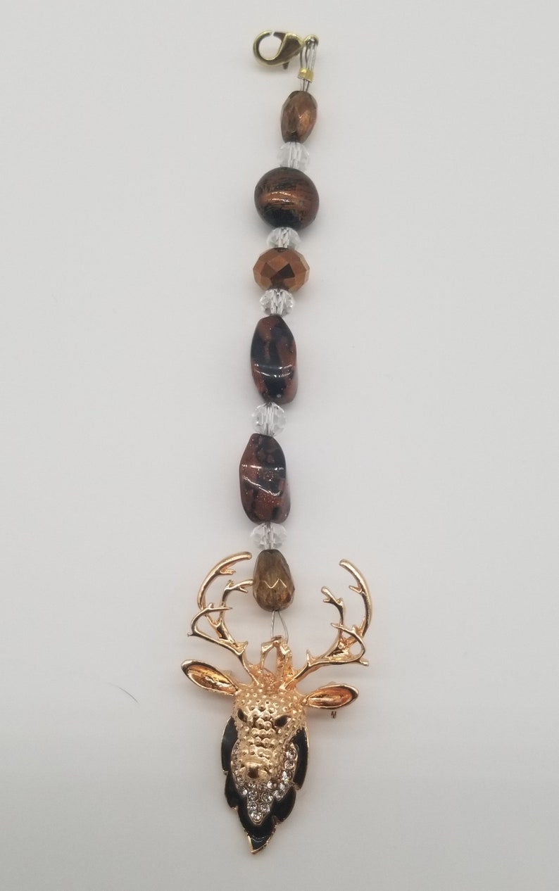 Deer Elk Gold Brown Rear View Mirror Car Charm Hunting Antlers Etsy