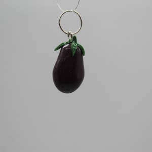 Realistic Purple Eggplant Charm Pendant Hypoallergenic Polymer Clay Foodie Gift Food Novelty Necklace Jewelry Making Miniature