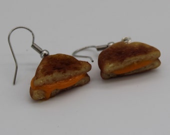 Realistic Pair of Miniature Grilled Cheese Earrings  Hook Food Foodie Collector Item Polymer Clay Hypoallergenic