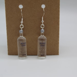 Pair Of Bottled Vodka Earrings Hypoallergenic Hook Earrings Resin Foodie Gift Food Novelty Dangle Drop Alcohol Liquor