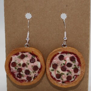 Whole Pepperoni Earrings Hypoallergenic Hook Earrings Polymer Clay Foodie Gift Faux Food Novelty Dangle Miniature