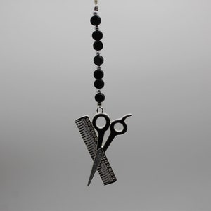 Scissors Comb Hair Dresser Barber Rear View Mirror Car Charm Gift Idea Accessory Car Decoration Crystals Hair Cutting
