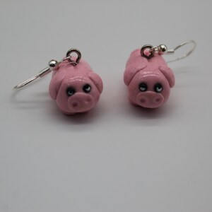 Adorable Chubby Pink Piggy Bank Earrings Hypoallergenic Hook Earrings Polymer Clay Gift Pig Novelty Dangle Miniature