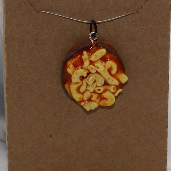 Macaroni Cheese Necklace Charm Pendant Polymer Clay Foodie Gift Food Novelty Mac