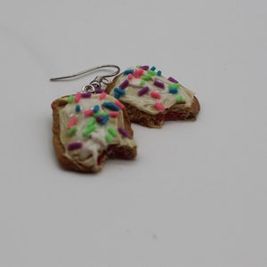 Bitten Vanilla Sprinkled Toaster Bars Earrings Hypoallergenic Hook Earrings Polymer Clay Foodie Gift Food Novelty Dangle Miniature Breakfast