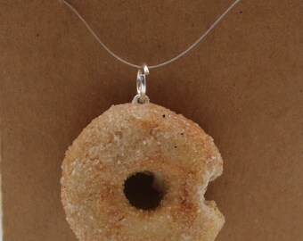 Bitten Sugar Raised Donut Charm Pendant Hypoallergenic Polymer Clay Foodie Food Novelty 201