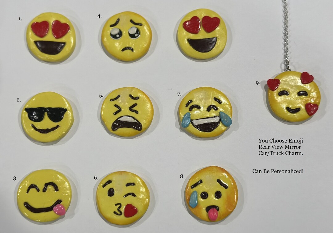 You Choose Emoji Accessory Rear View Mirror Car Charm Yellow Collector
