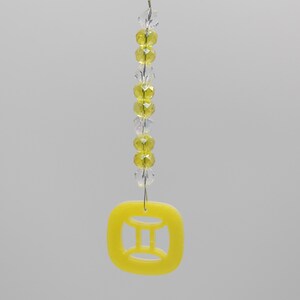 Piscis espejo retrovisor coche encanto cristales horóscopo signo del zodiaco amarillo accesorio idea de regalo astrológico