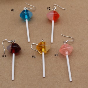 You Choose Pair Realistic Lollipop Earrings Hypoallergenic Resin Foodie Gift Fake Food Novelty Hook Dangle Drop Candy
