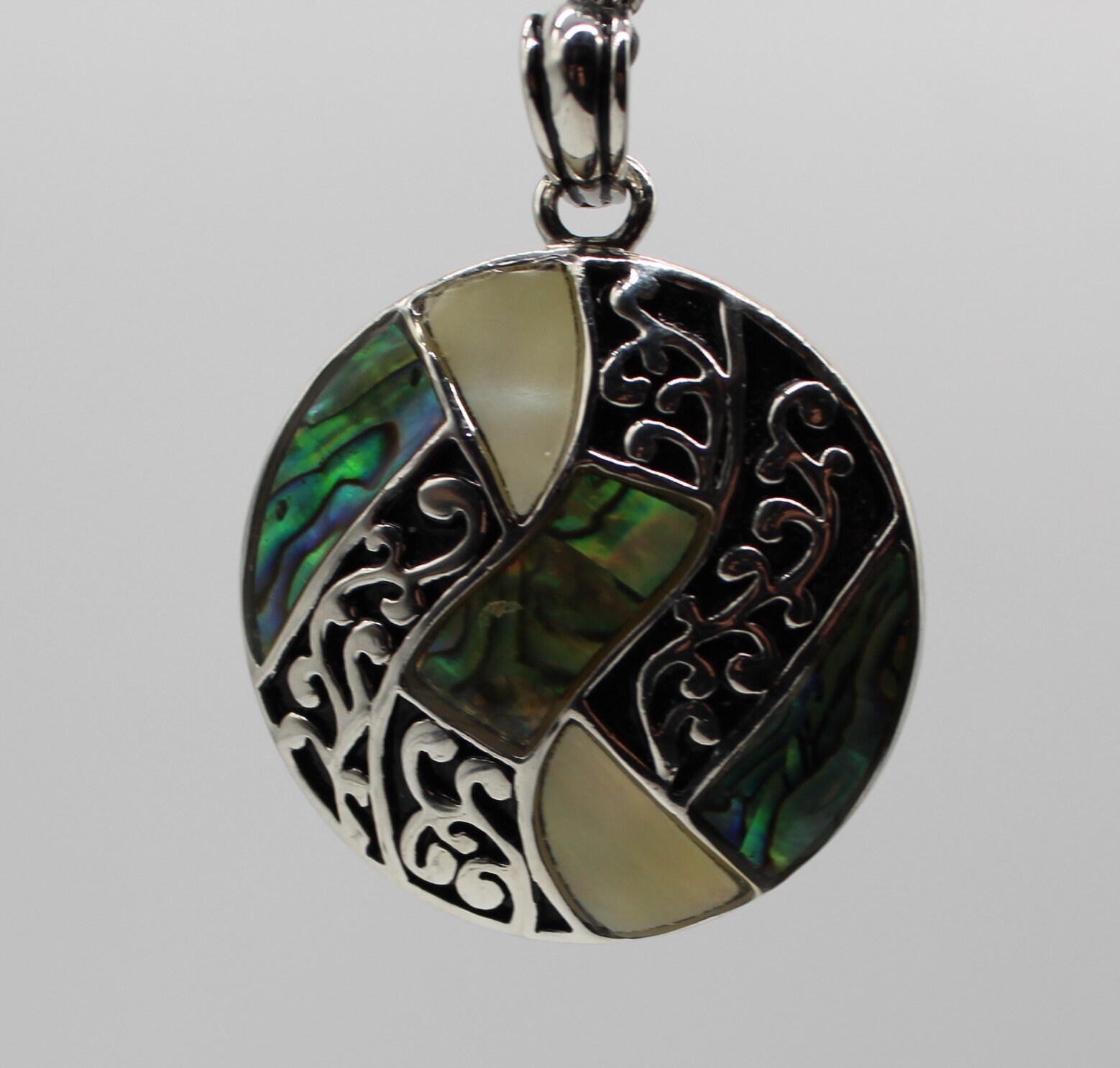 Antique Vintage Déco Rétro Argent Sterling Abalone Perle de Valeur