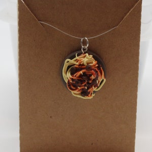 Spaghetti & Meatballs Necklace Charm Pendant Polymer Clay Foodie Gift Food Novelty
