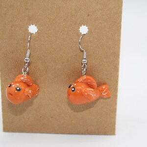 Pair Of Tiny Koi Fish Fancy Goldfish Earrings Hypoallergenic Earring Hooks Polymer Clay Dangle Drop Hook Miniature
