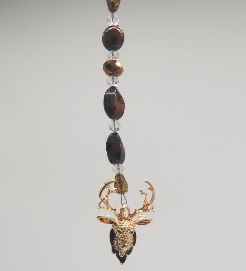 Deer Elk Gold Brown Rear View Mirror Car Charm Hunting Antlers Etsy