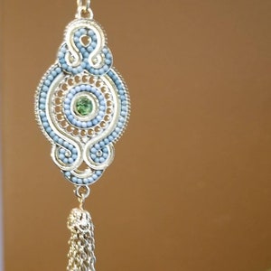 Elegant Egyptian Symbol Gold Blue Tassel Dangle Rear View Mirror Car Charm Gift Idea