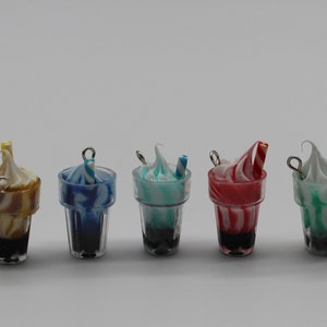 Soft Serve Ice Cream Cups Soda Necklace Bracelet Pendant Charm Resin Food Waitress Server Gift YOU CHOOSE COLOR