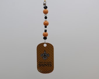 New Orleans Football Metal Military Dog Tag Rear View Mirror Car Truck Charm Gift Idea Sports Orange Blue Decoration