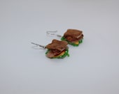 Turkey BLT Sandwich Toasted Earrings Hypoallergenic Hook Earrings Polymer Clay Foodie Gift Food Novelty Dangle Miniature Cheese Baco Mayo