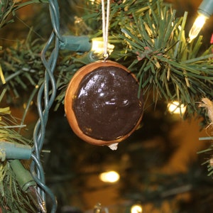 Realistic Large 2.25&quot; Round Boston Cream Donut Christmas Tree Ornament Food Foodie Gift