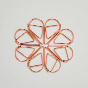 Rose Gold Tear Drop Shape Paper Clips - 10 pcs