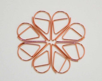 Rose Gold Tear Drop Shape Paper Clips - 10 pcs