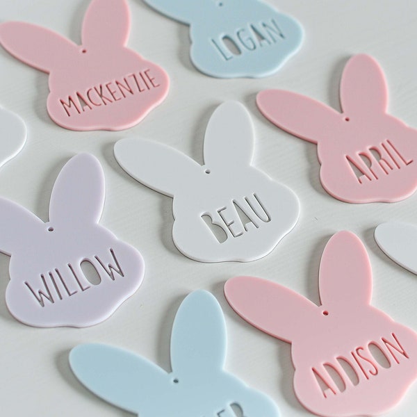 Personalised Easter Rabbit Bunny Acrylic Gift Basket Custom Name Tag