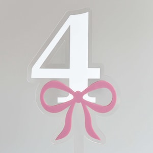 Bow Fourth 4 Birthday Girl Cake Topper aus doppelschichtigem Acryl, Laser Cut, Cake Smash Topper