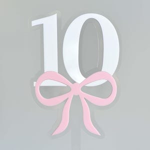 Bow Ten 10 Birthday Girl Cake Topper aus doppelschichtigem Acryl, Laser-Cut