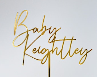 Personalisierte Baby Shower Cake Topper mit benutzerdefinierten Nachnamen, Acryl, Laser-Cut