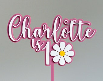 Personalised Daisy Ten 10 Birthday Girl Custom Cake Topper in Double Layered Acrylic, Laser Cut