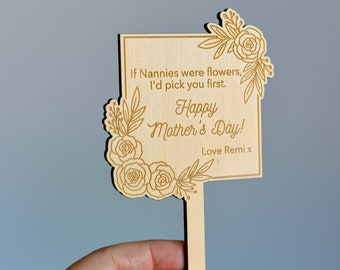 Personalised Flower Holder Vase Wooden Mother's Day Gift for Mum or Grandma | Laser Cut & Engraved