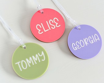 Personalised School Bag Tag - Circle Round Bag Tag - Acrylic Custom Name Tag - Laser Cut