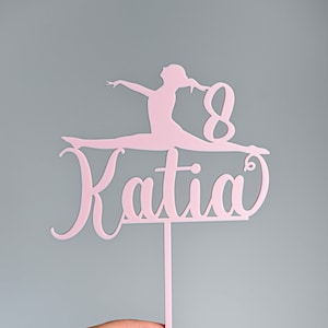 Personalised Dancing Themed Cake Topper with Name, Girls Birthday, Ballerina, Gymnastics, Acrylic, Laser Cut