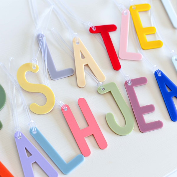 Personalised School Bag Tag - Alphabet Initial Bag Tag - Party Bag Favours - Acrylic Custom Initial Tag - Laser Cut