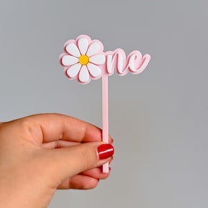 Topper per cupcake per il primo compleanno di Daisy in acrilico a doppio strato, tagliato al laser, topper per cupcake