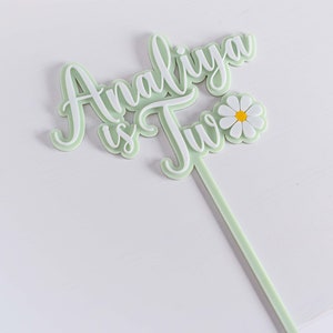 Personalised Daisy Second Birthday Girl Custom Cake Topper in Double Layered Acrylic, Laser Cut image 5