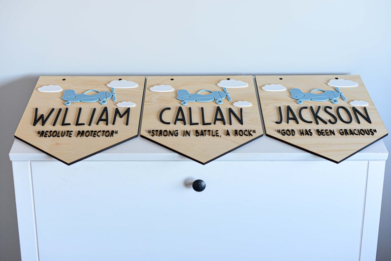 Personalised Boy Name Sign Plaque in Bunting Style with Name image 5