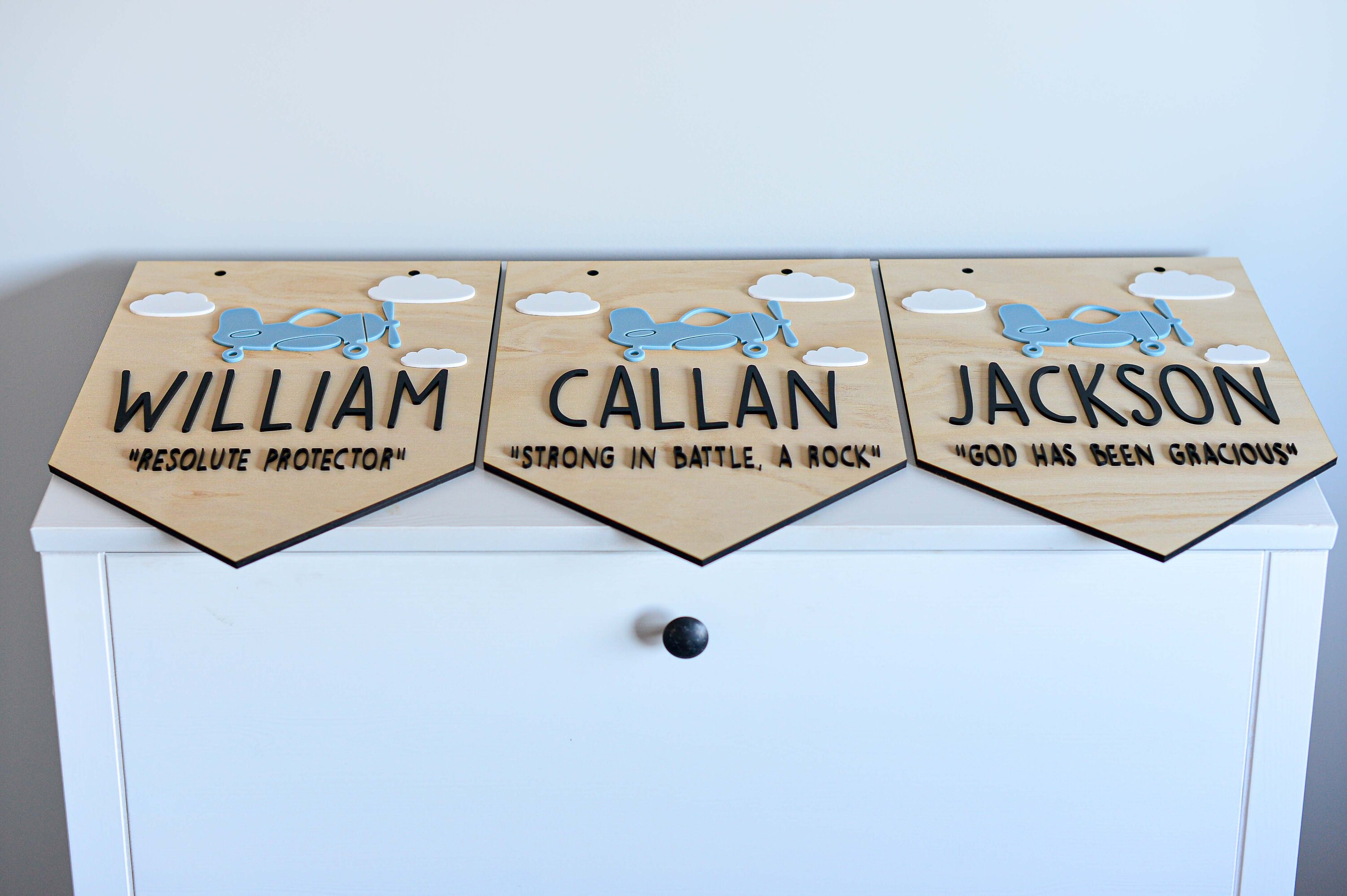 Personalised Boy Name Sign Plaque in Bunting Style With Name Meaning ...
