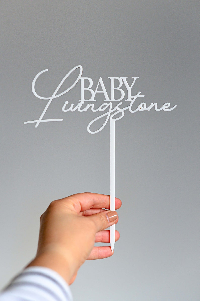 Personalised Baby Shower Cake Topper with Custom Surname, Acrylic, Laser Cut image 6