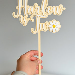 Personalised Daisy Second Birthday Girl Custom Cake Topper in Double Layered Acrylic, Laser Cut image 8
