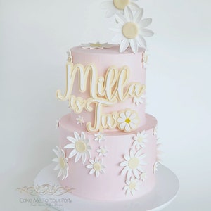 Personalised Daisy Second Birthday Girl Custom Cake Topper in Double Layered Acrylic, Laser Cut image 9