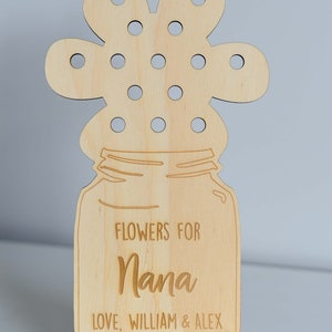 Personalised Flower Holder Vase Wooden Mother's Day Christmas Gift for Mum or Grandma with Optional Stand Laser Cut & Engraved image 6