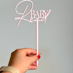 Personalised Baby Shower Cake Topper with Custom Surname, Acrylic, Laser Cut Strawberry