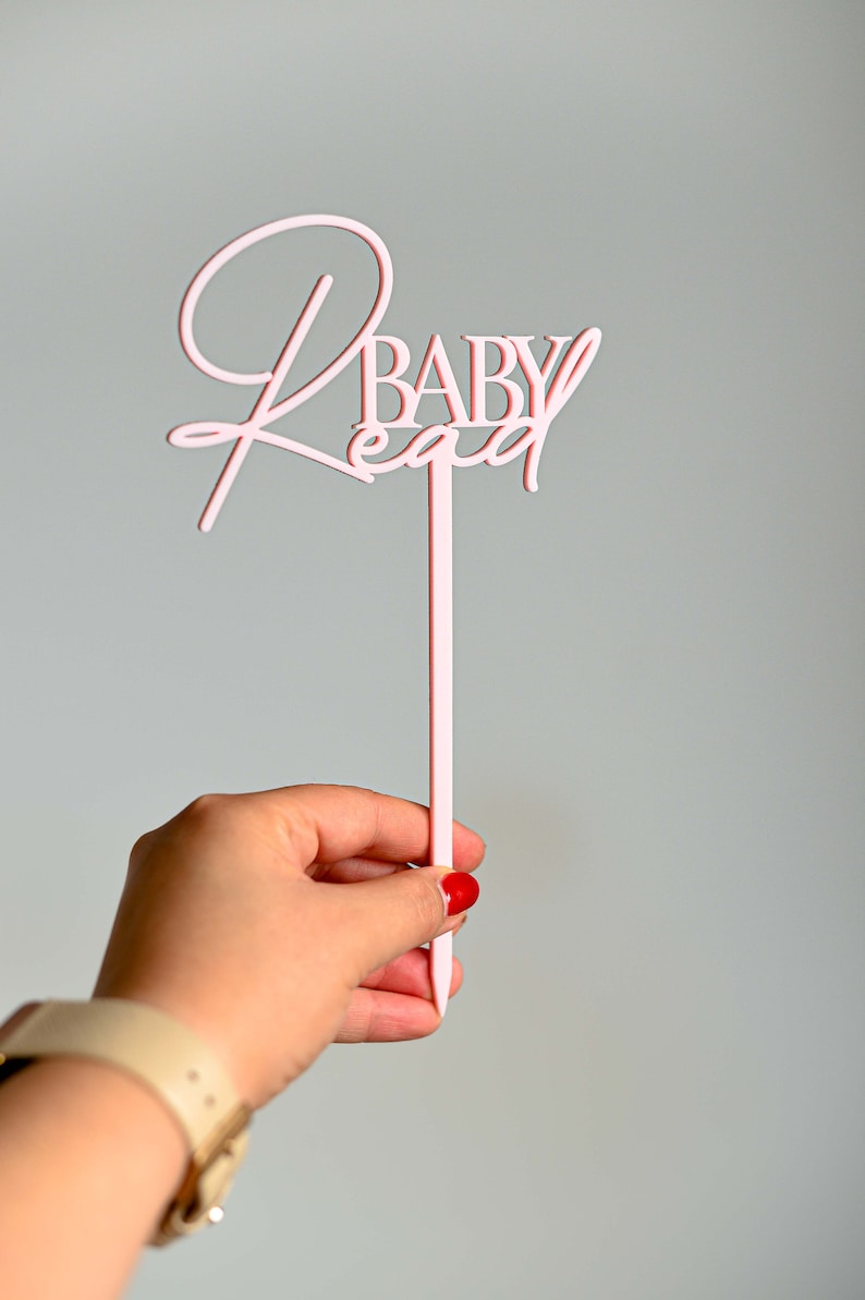 Personalised Baby Shower Cake Topper with Custom Surname, Acrylic, Laser Cut Strawberry