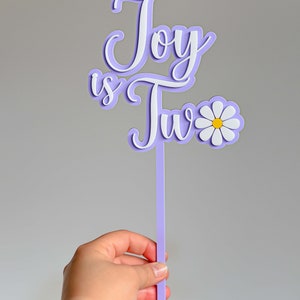 Personalised Daisy Second Birthday Girl Custom Cake Topper in Double Layered Acrylic, Laser Cut image 4