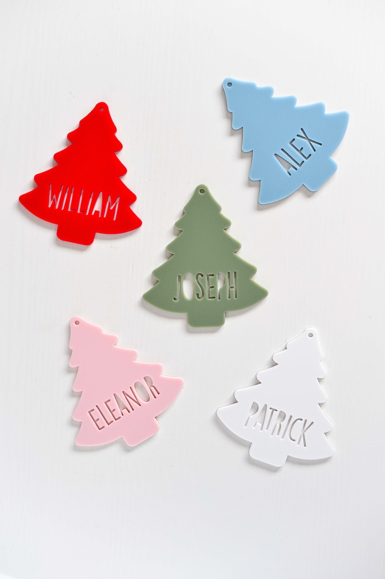 Personalised Christmas Tree Stocking Tag Acrylic Gift Custom Name Tag, Christmas Ornament, Christmas Present image 7