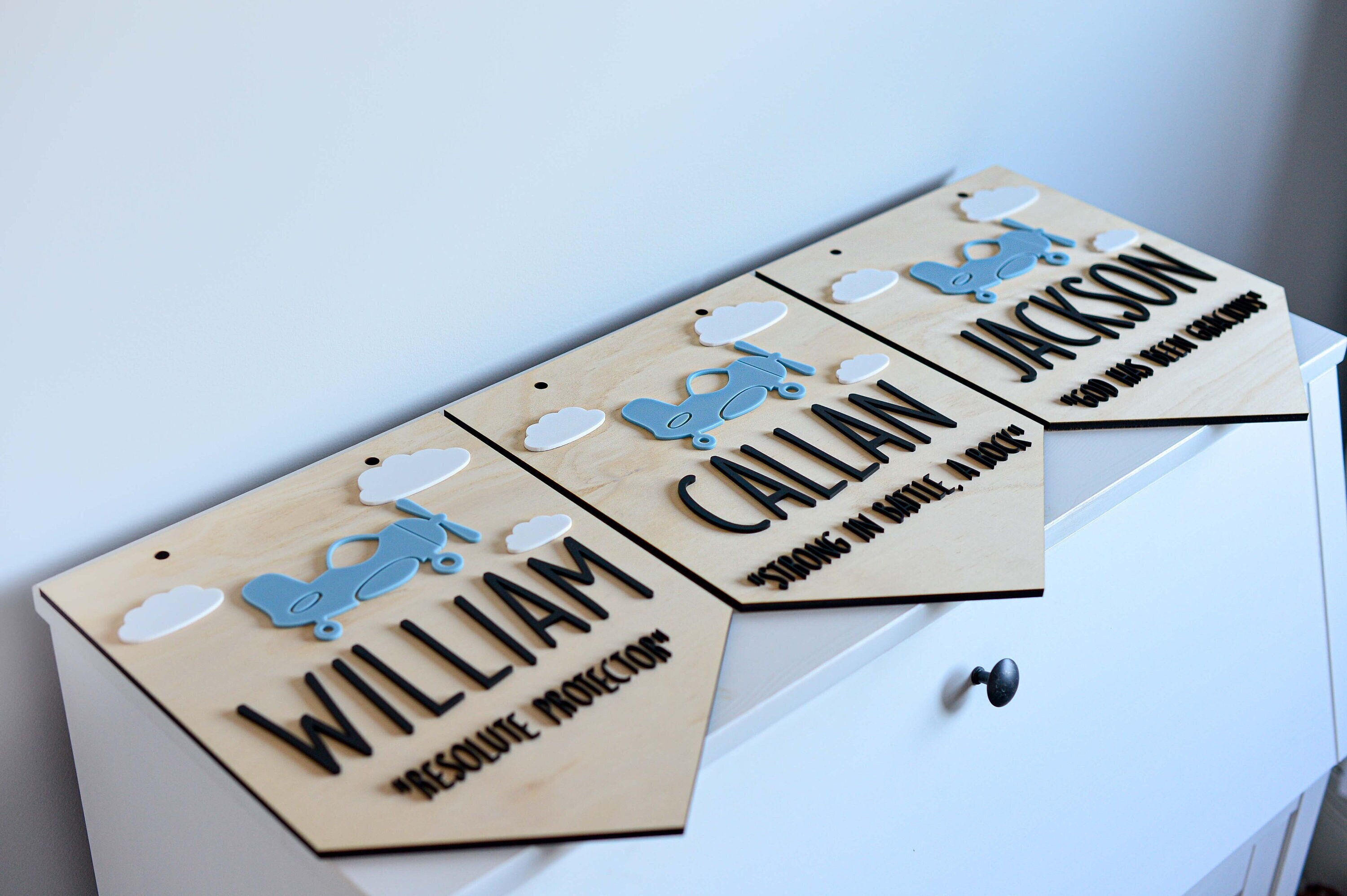 Personalised Boy Name Sign Plaque in Bunting Style With Name Meaning ...