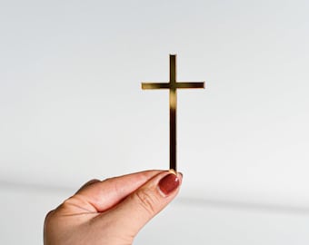 Cross Cake Fropper Cake Charm for Baptism, Christening, Mass, Communion, Acrylic, Laser Cut