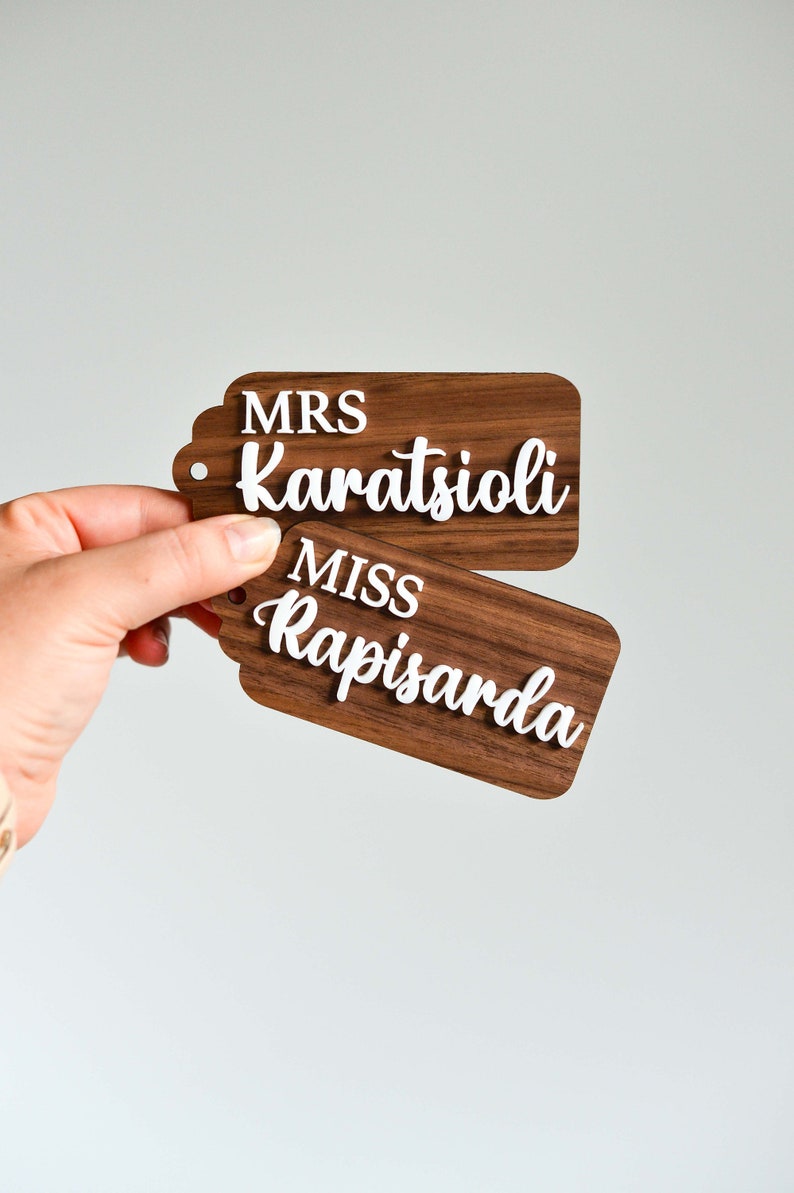 Personalised Wooden Christmas Teacher Gift Tag Christmas Stocking Tag with Acrylic Name Wood & Matte White Acrylic zdjęcie 4